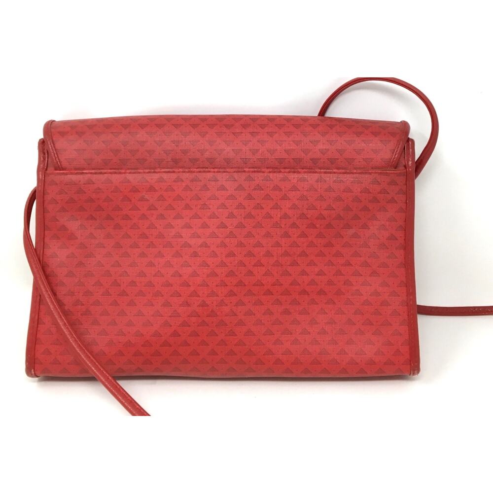 Vintage Liz Claiborne Crossbody Bag Red Triangle Logo Geometric Leather - Picture 2 of 5
